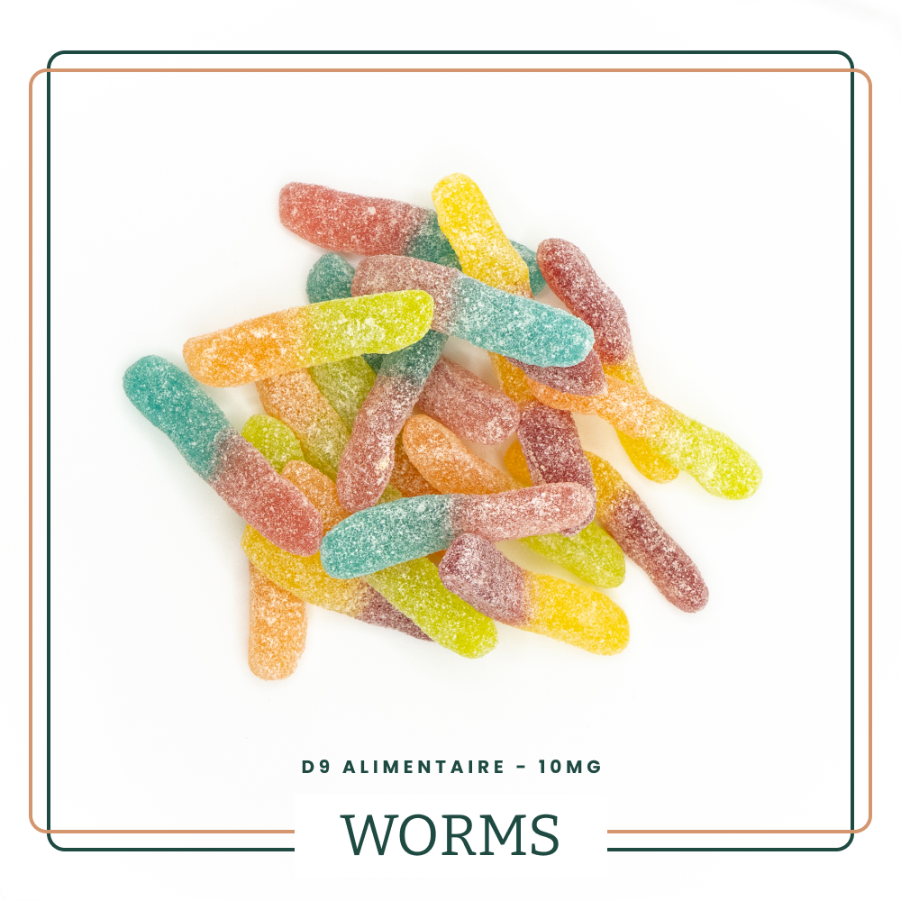 Gummies Worms CBD Δ9 10mg Format Vrac AOMA